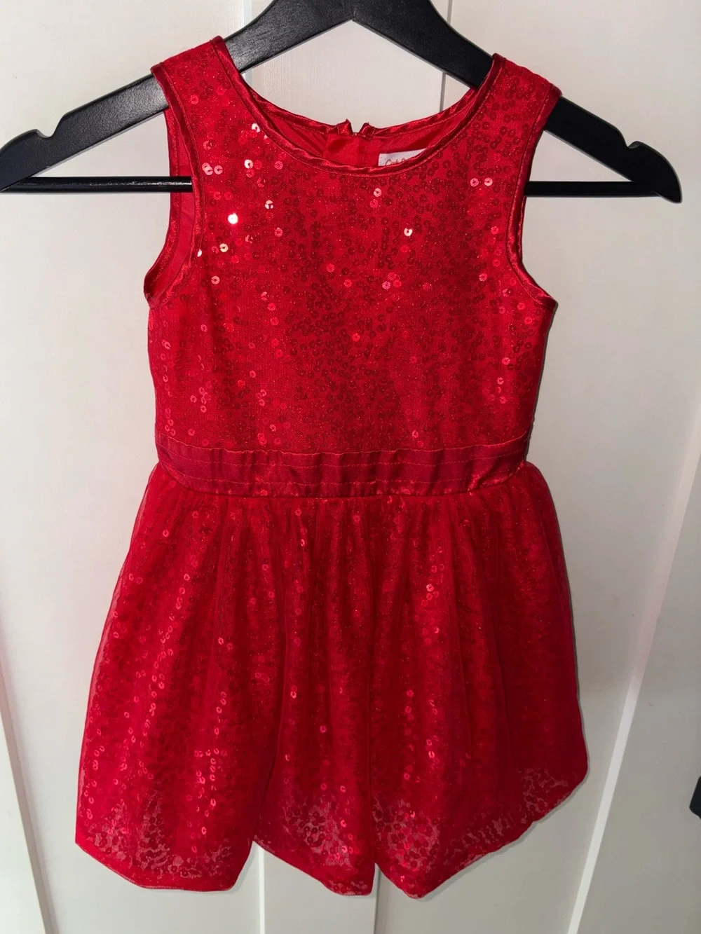 Cat & Jack Girls Red Sequin Tulle Party Dress 4T Christmas Holiday Valentine’s